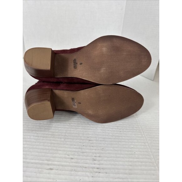 Diba Sleek Bootie Boot Women's 8M Burgundy Suede Stacked Heel NWOB 9336 - Picture 10 of 14